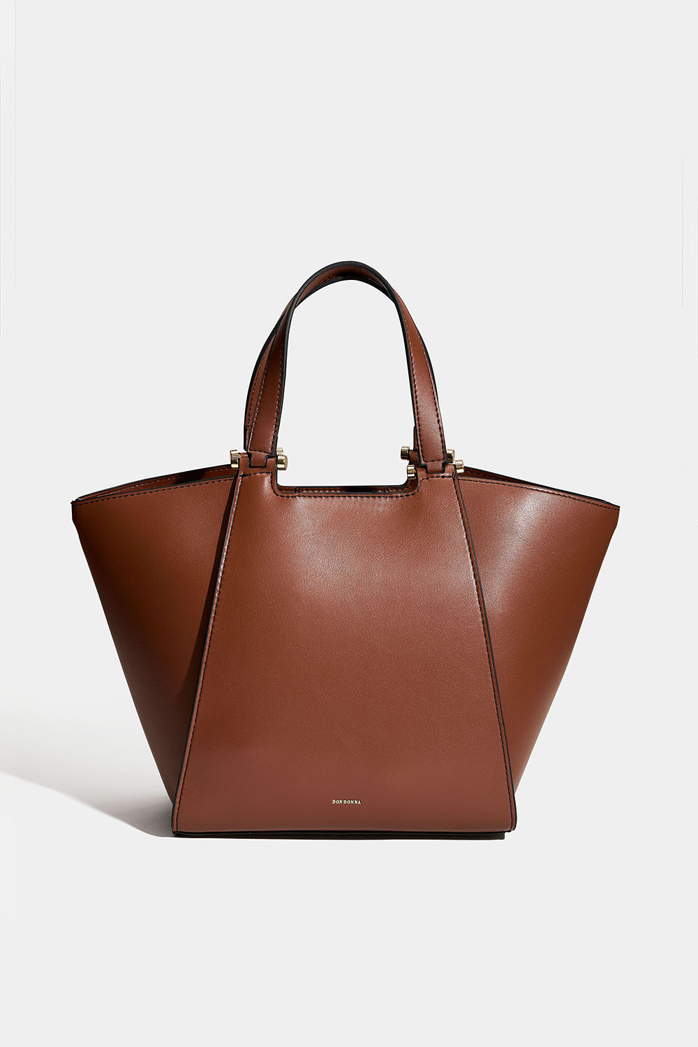 Liten brun tote bag med dubbel axelrem