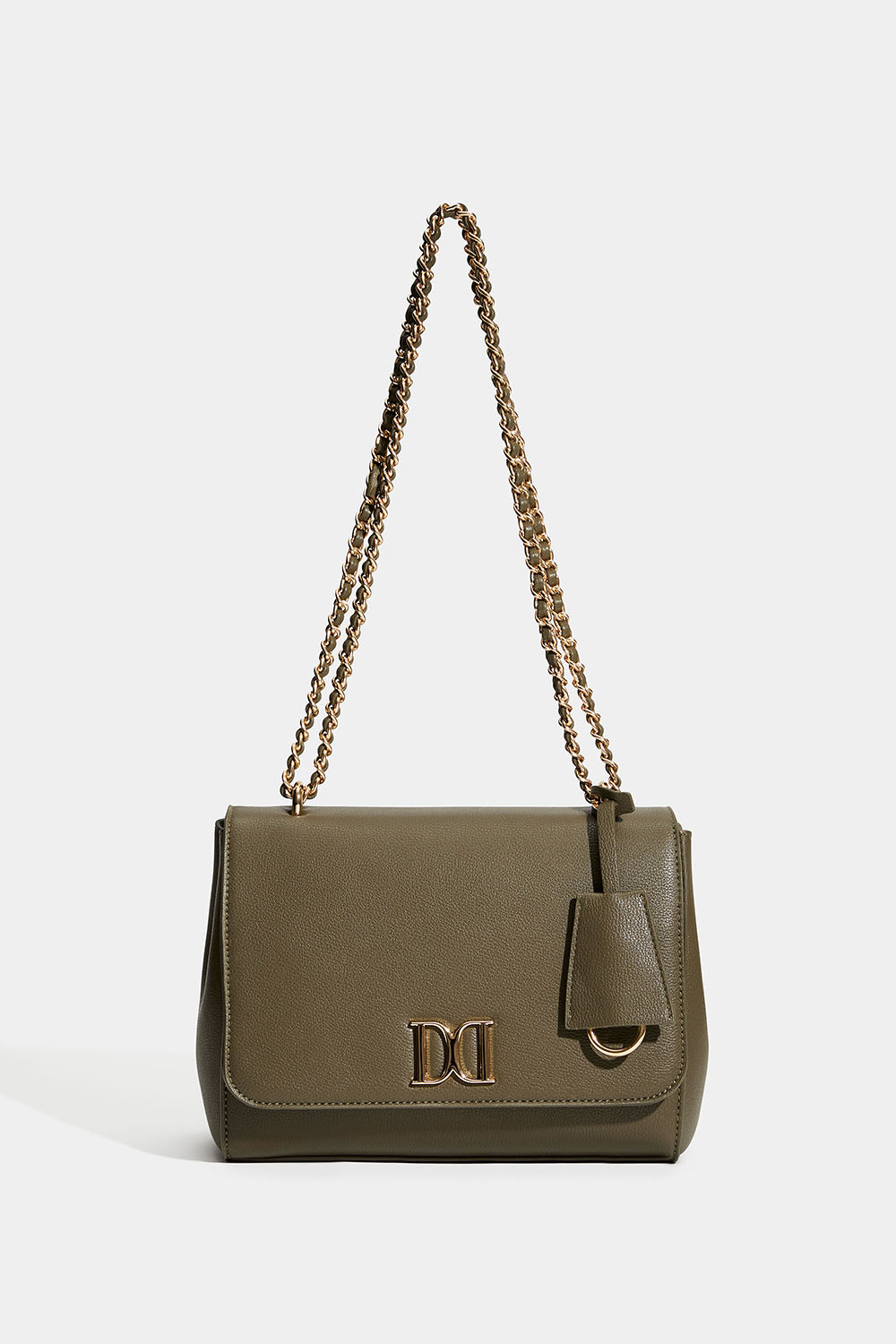 Grön väska med guldfärgad axelrem