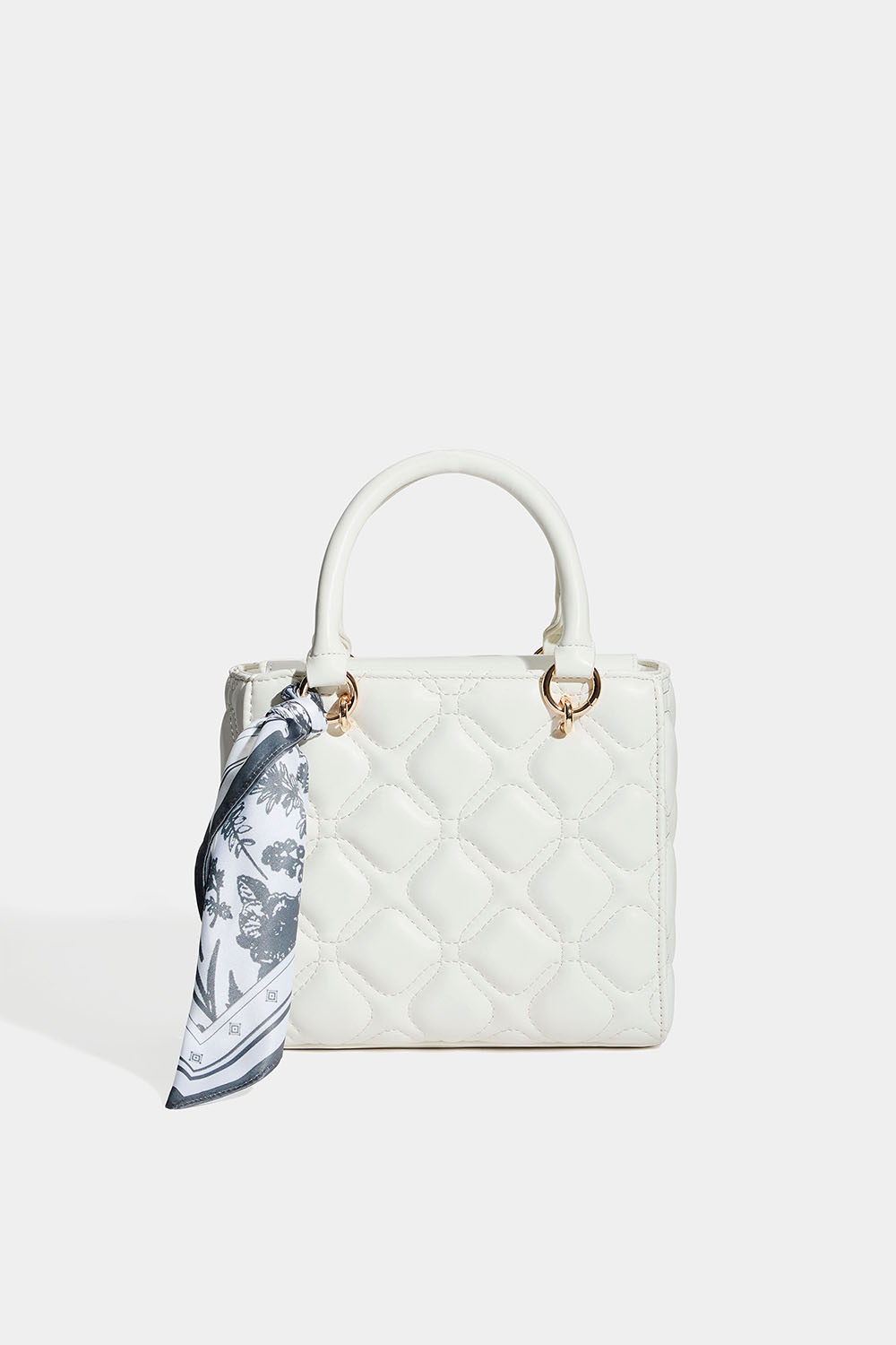 Vit väska med quiltad design och scarf