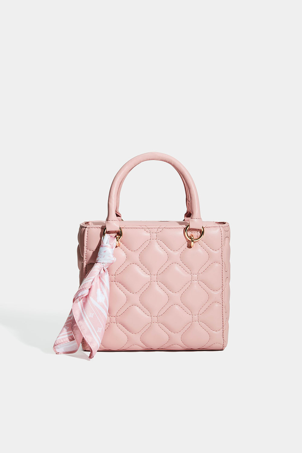 Rosa väska med quiltad design och scarf