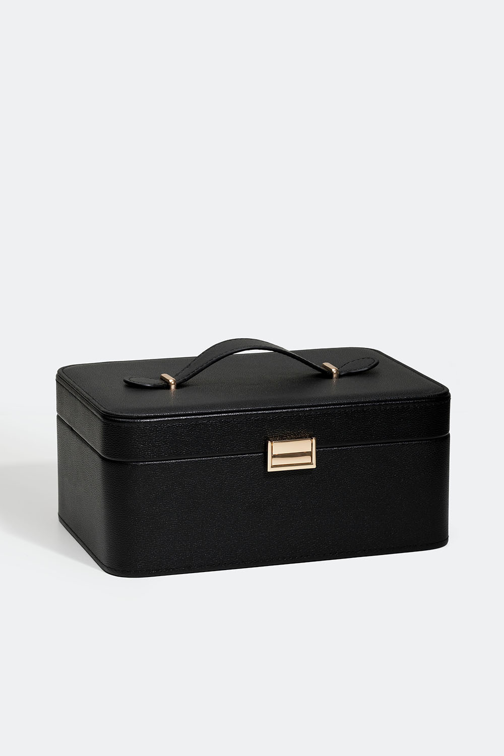 Svart smyckeskrin med handtag