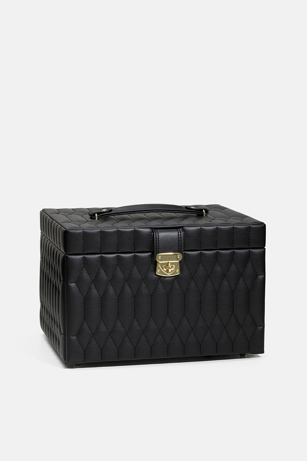Stort quiltat smyckeskrin i svart