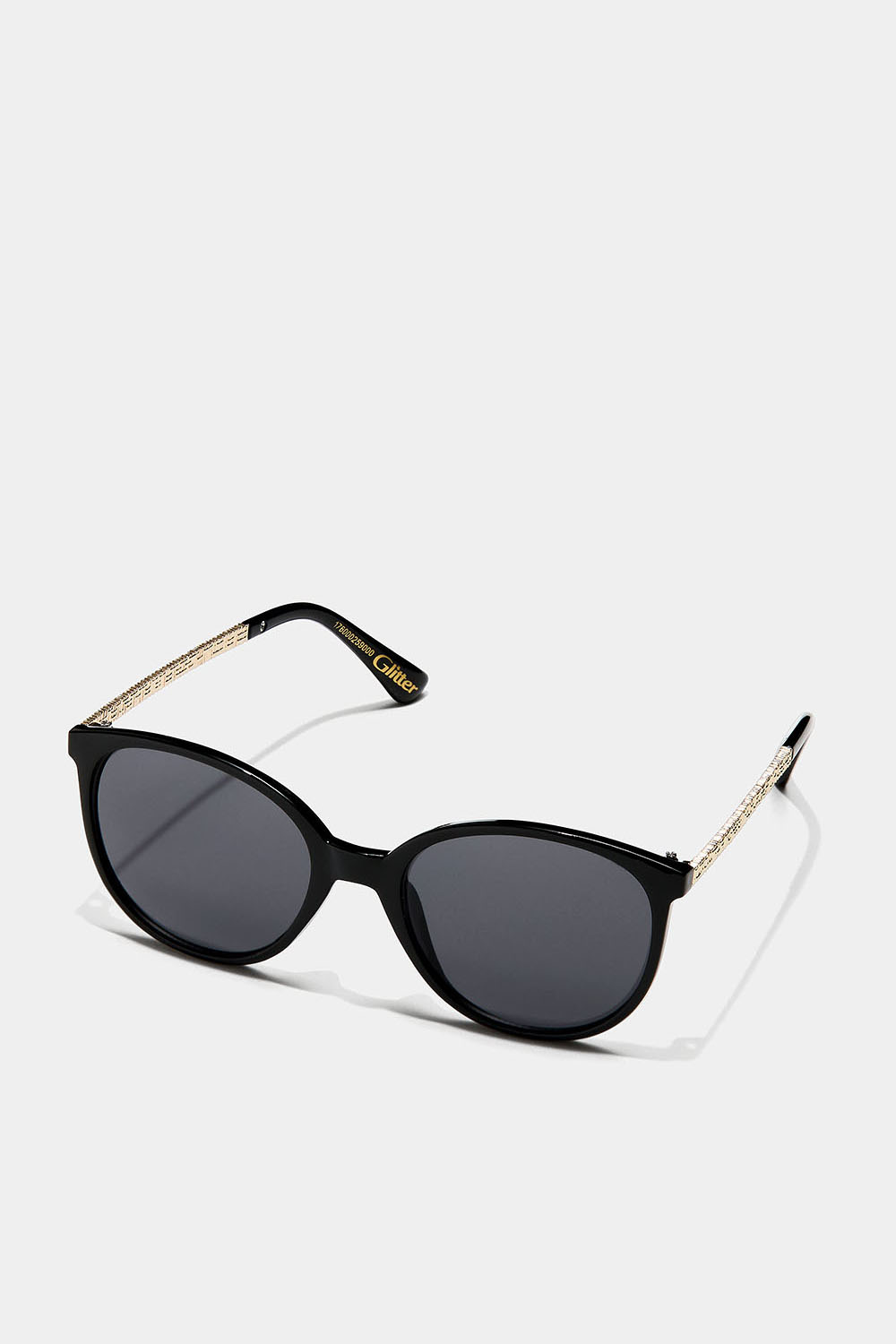 Svarta cateye solglasögon med guldiga detaljer