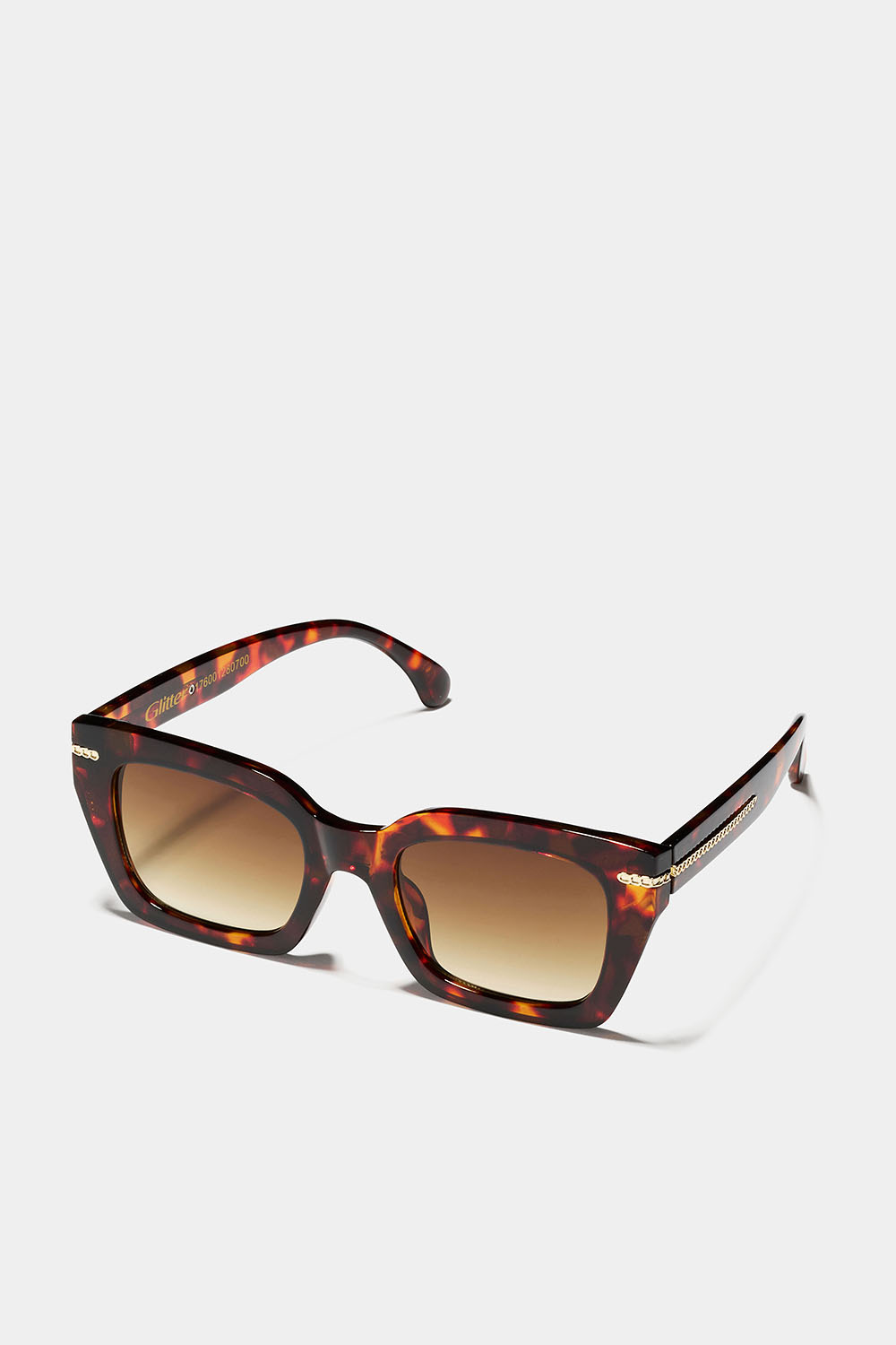 Bruna kantiga solglasögon med kedjedetailj