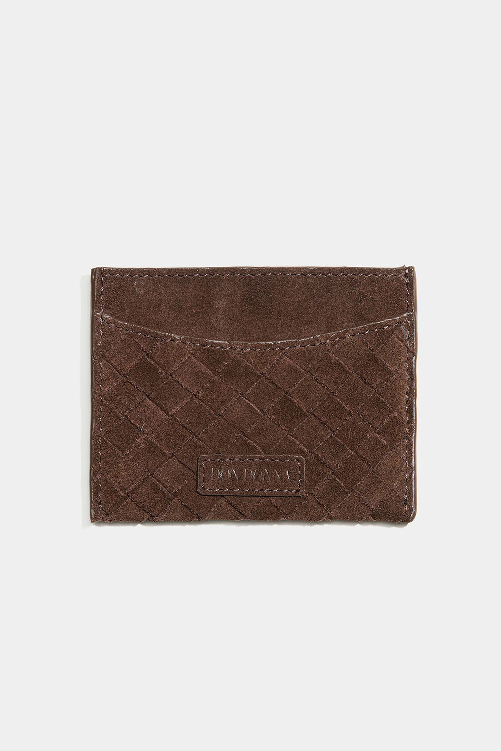 Flätad korthållare i brun mocka