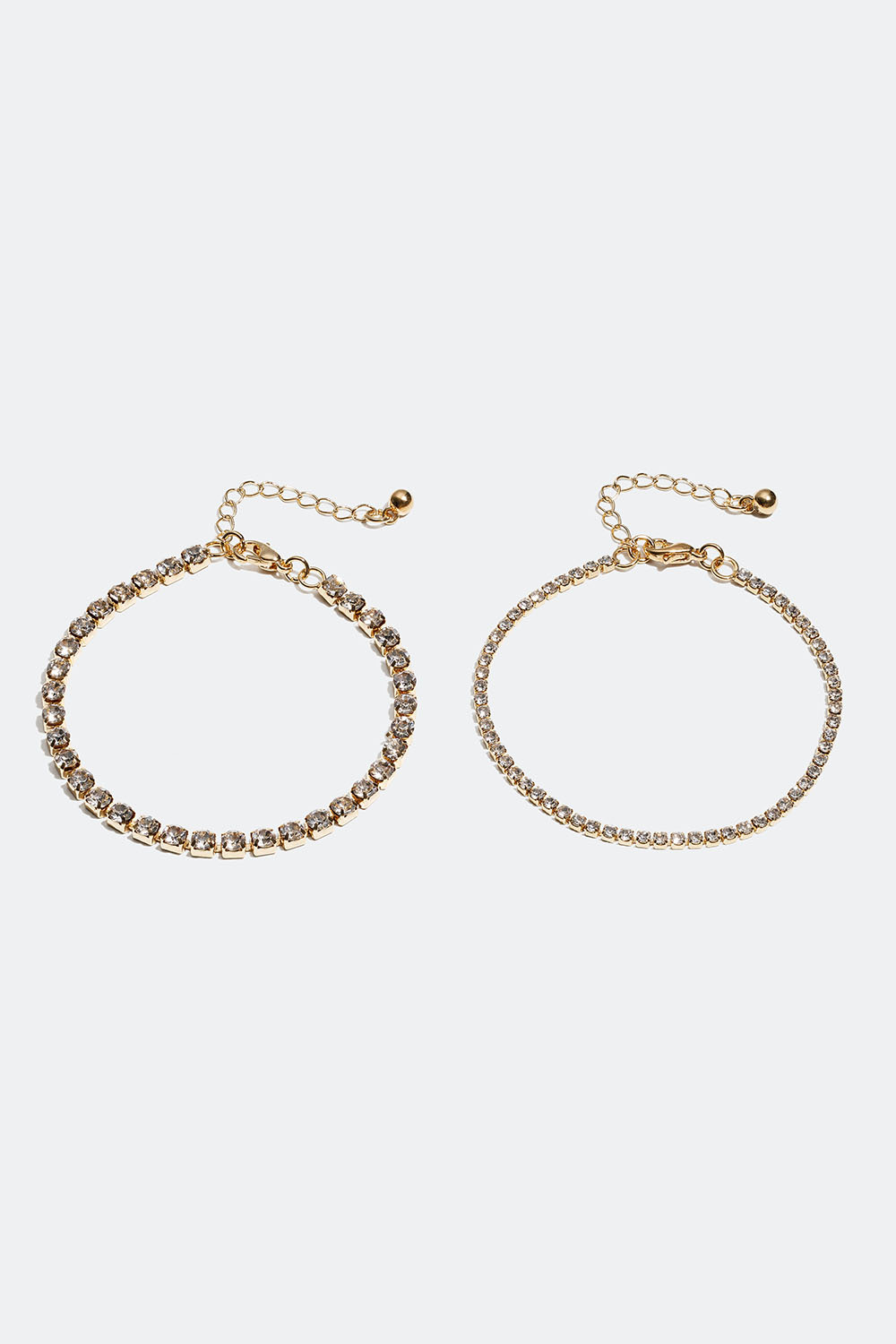 Guldfärgade strassarmband, 2-pack