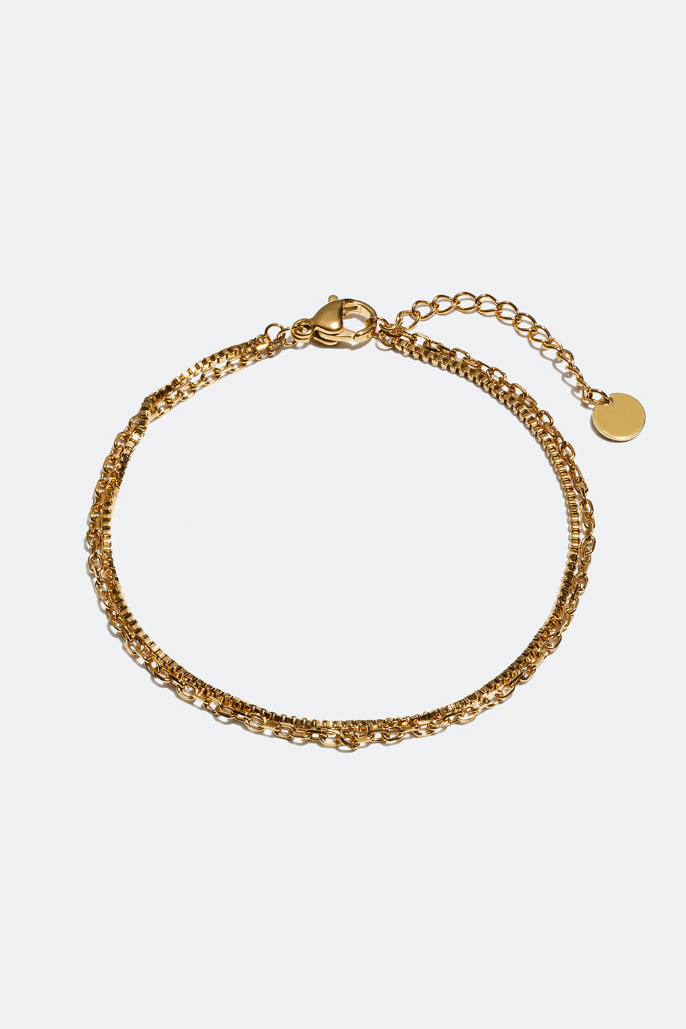 Dubbelt kedjearmband i stål med 18k guld