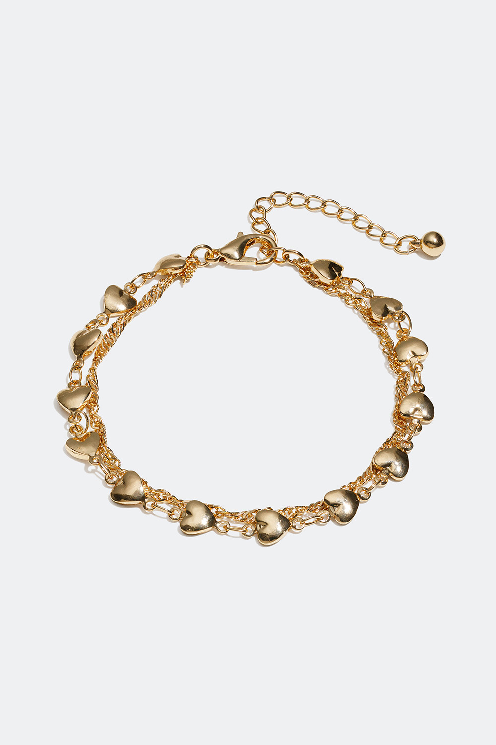 Guldfärgat dubbelarmband med hjärtan