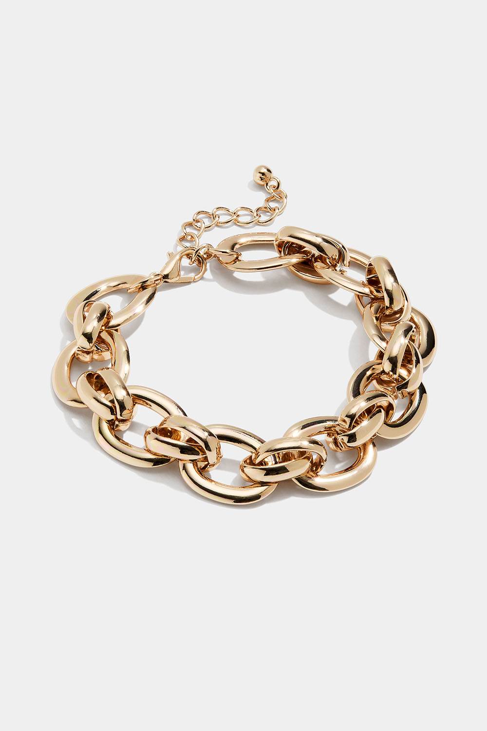 Kedjearmband med ovala platta länkar, guldfärgat