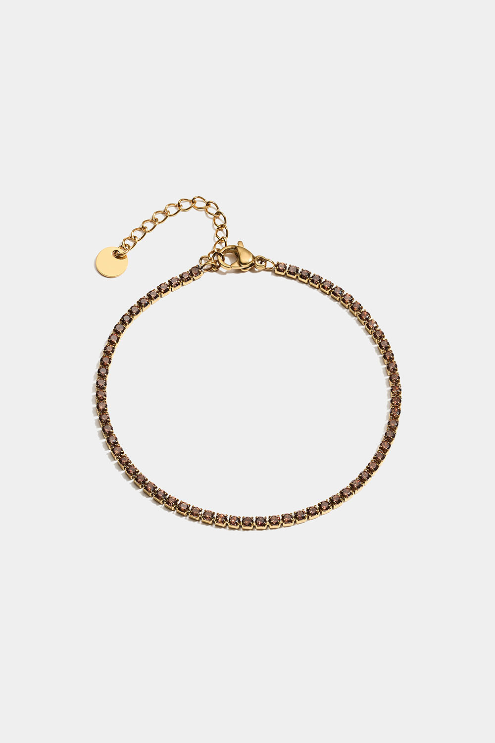 Tennisarmband i stål med 18k guld och bruna Cubic Zirconia