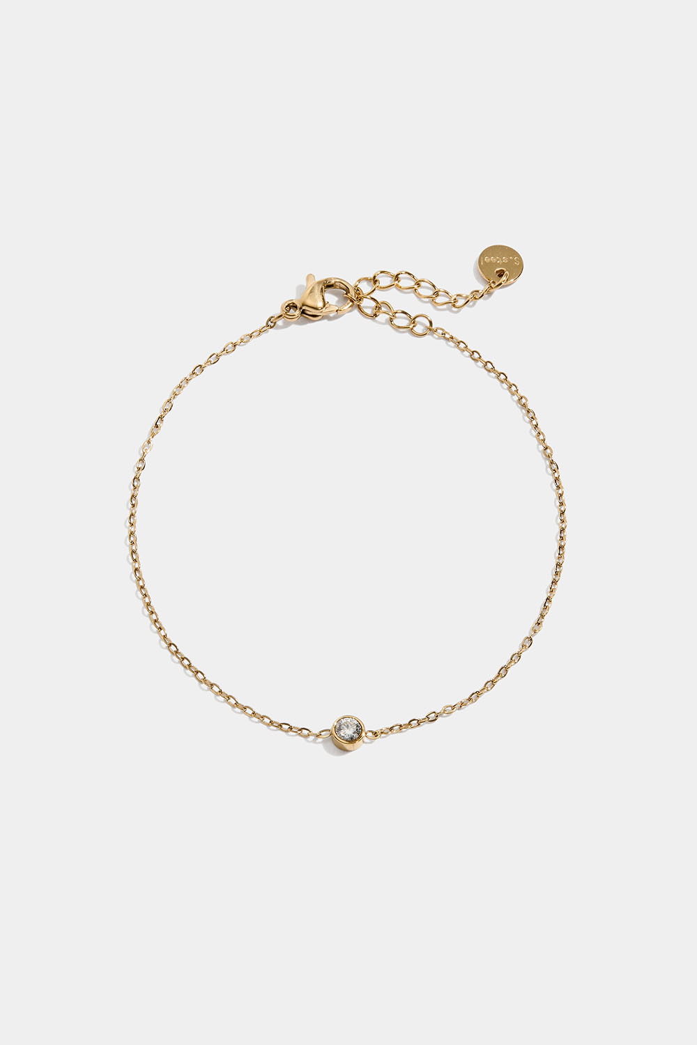 Tunt kedjearmband I stål med 18k guld och en Cubic Zirconia