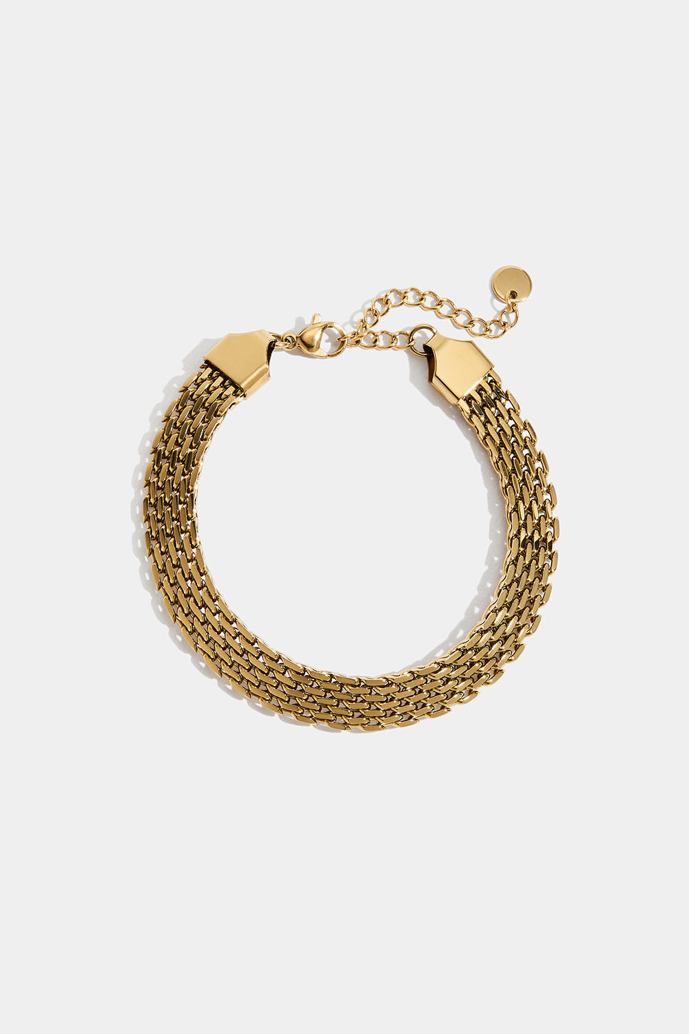 Platt kedjearmband i stål med 18k guld