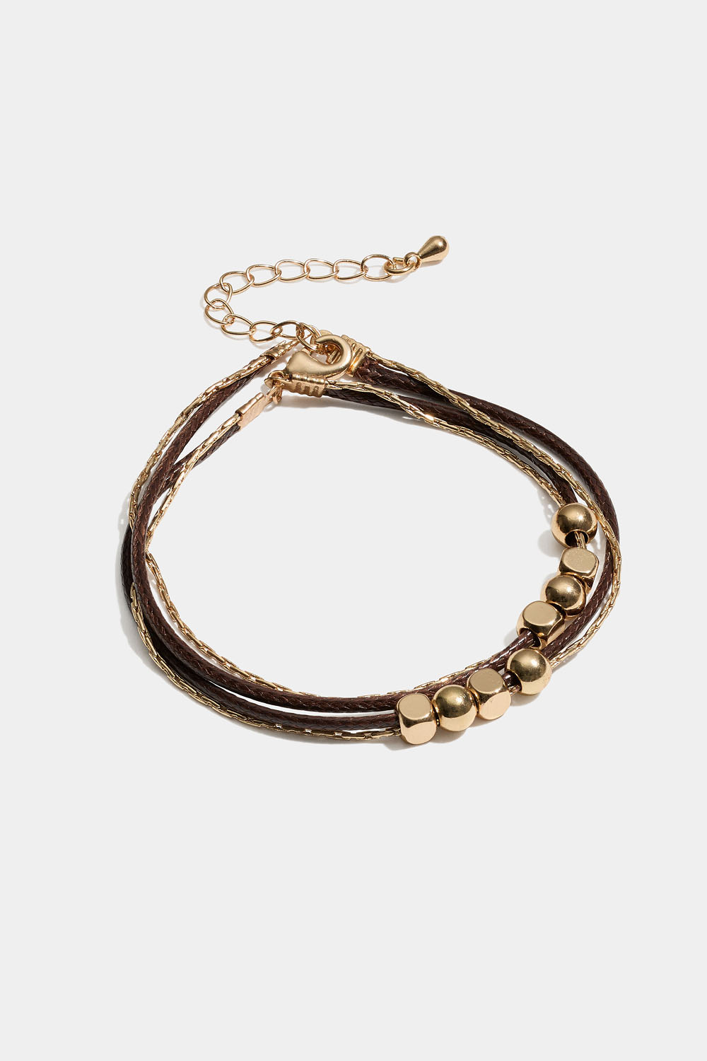 Armband med kedja, rep och guldpärlor