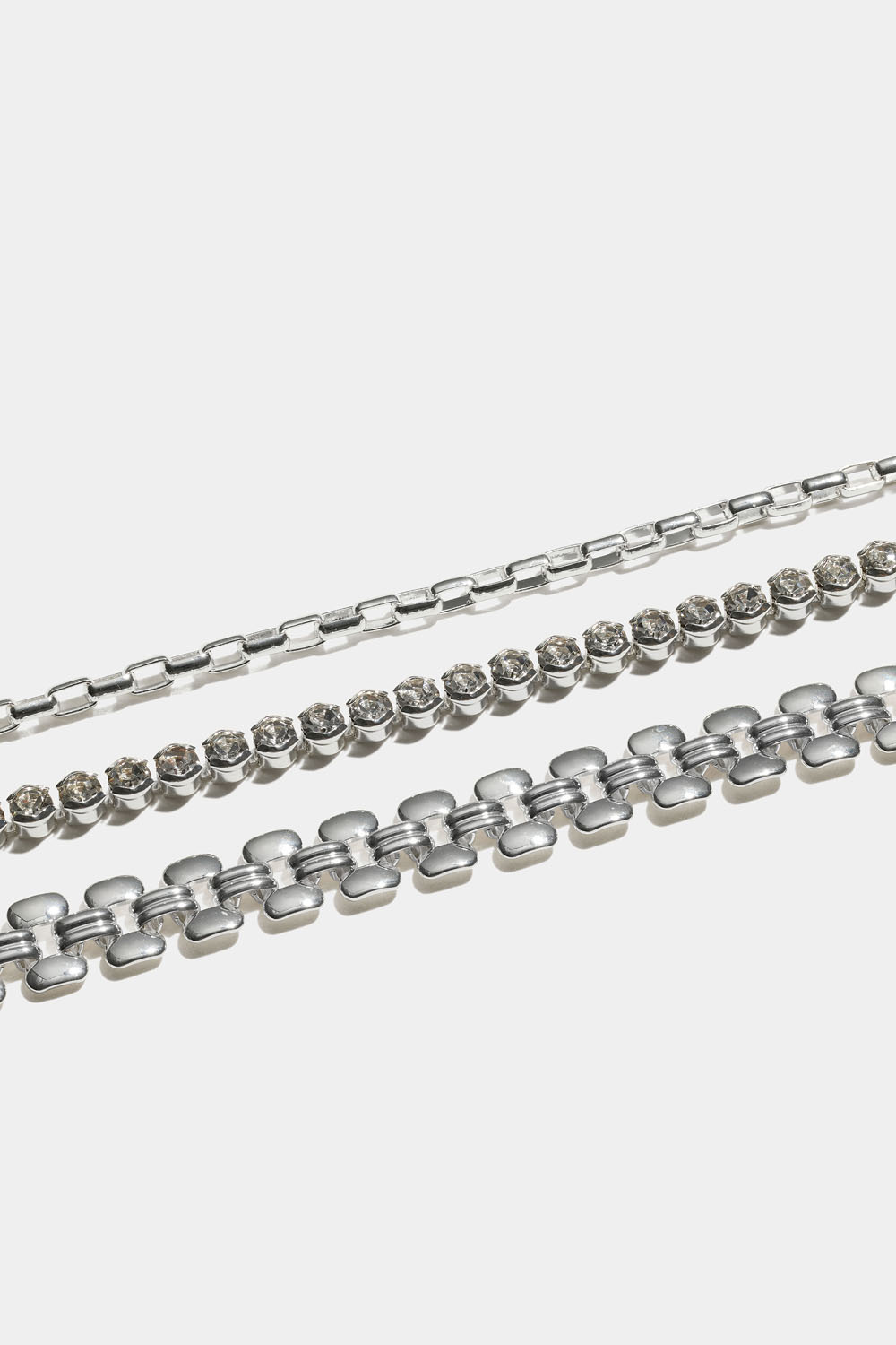 Kedjearmband med strass, 3-pack