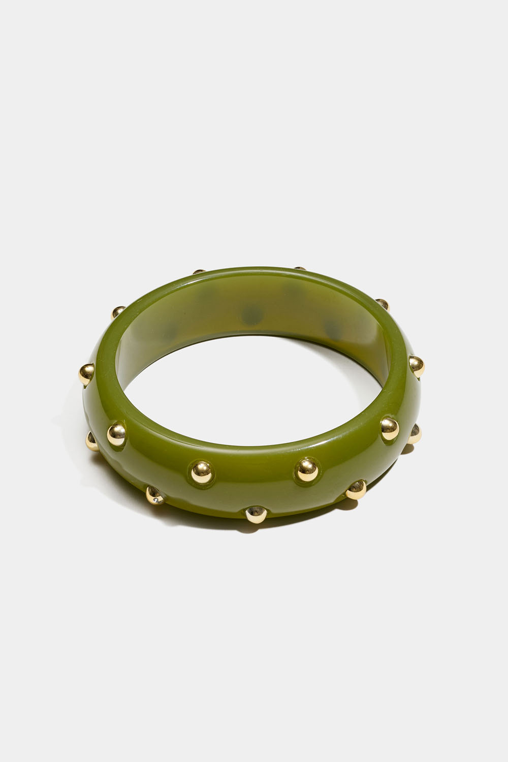 Olivgrön bangle med nitar