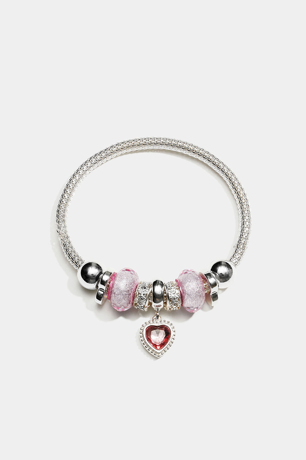 Elastisk armband med berlocker i rosa detaljer