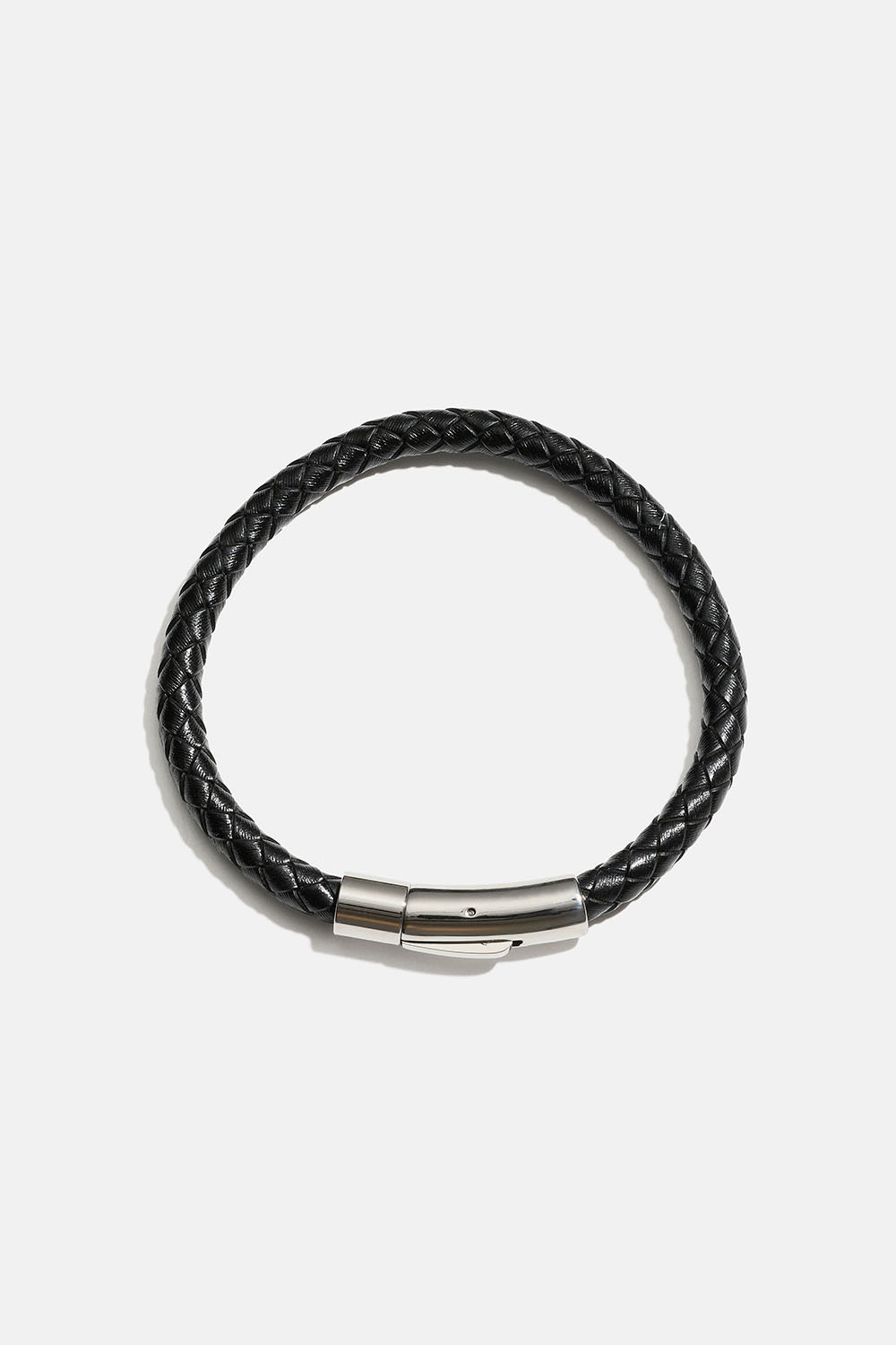 Svart läderarmband med stålspänne