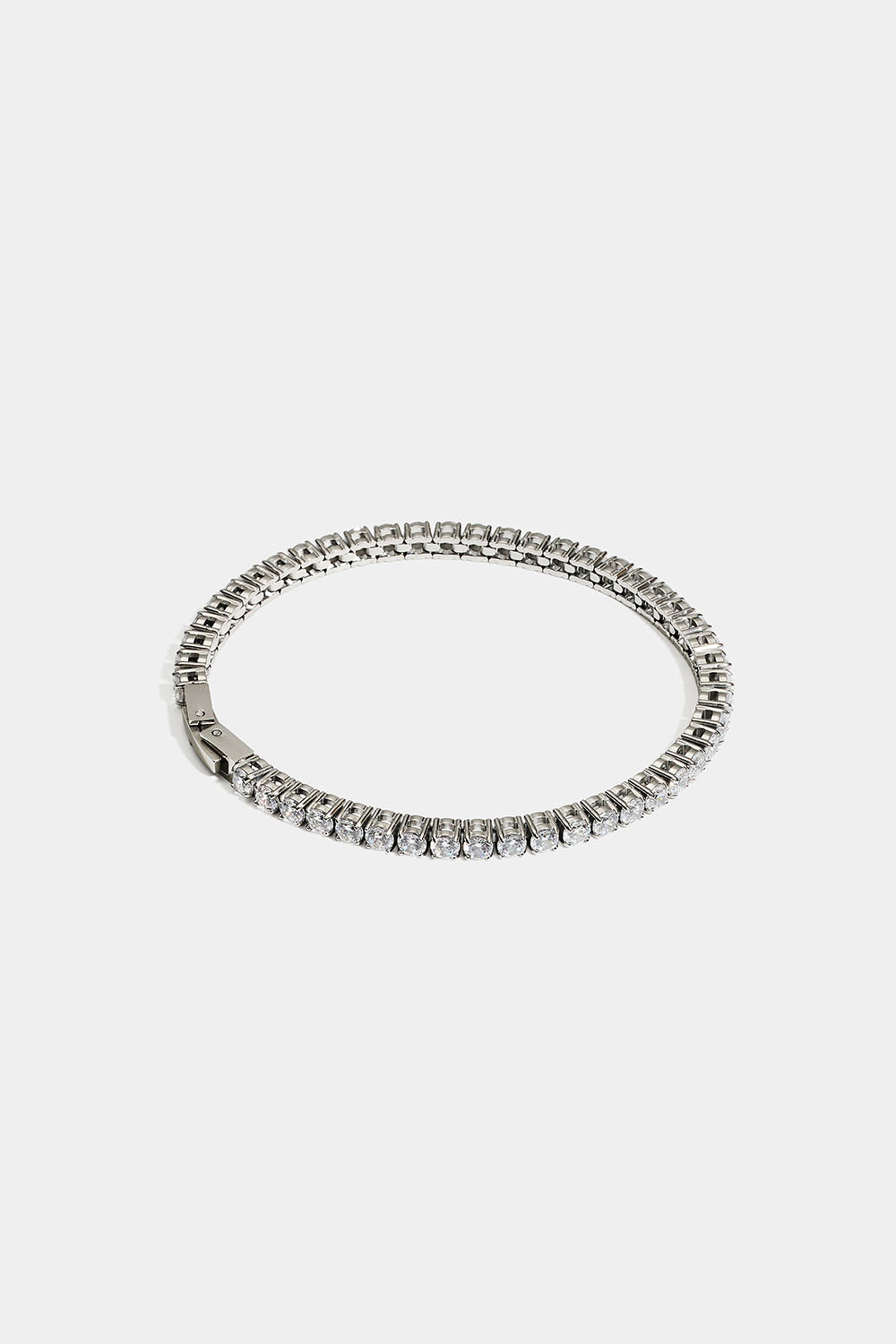Brett tennisarmband i stål med Cubic Zirconia