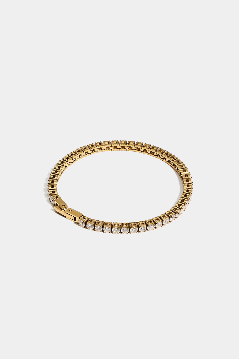 Brett tennisarmband i 18k guldpläterat stål med Cubic Zirconia