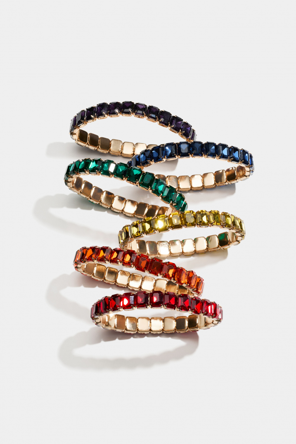 Armband i regnbågens färger, 6-pack