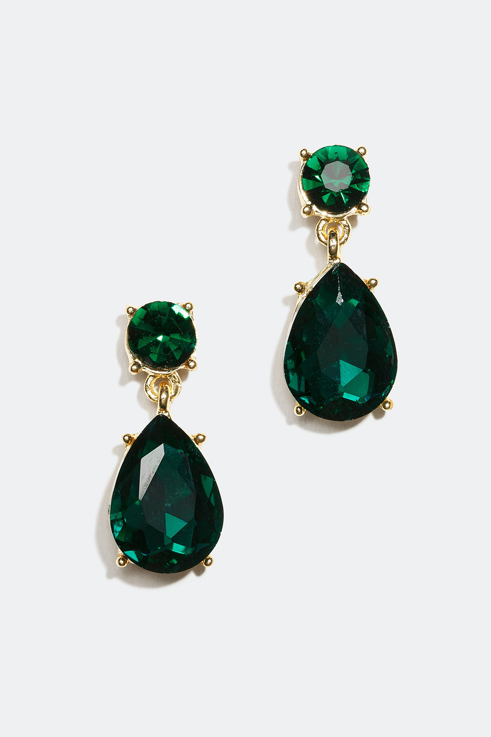 Gröna örhängen med droppformat hänge