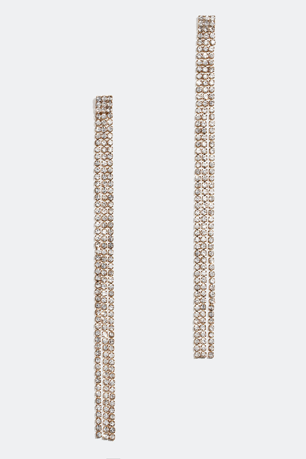 Guldfärgade örhängen med tre strasslänkar