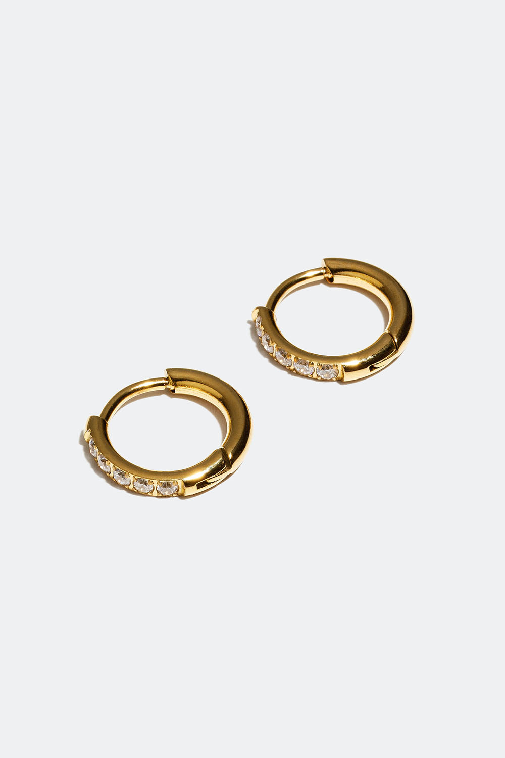 Mini hoops i stål med 18k guld med cubic zirconia