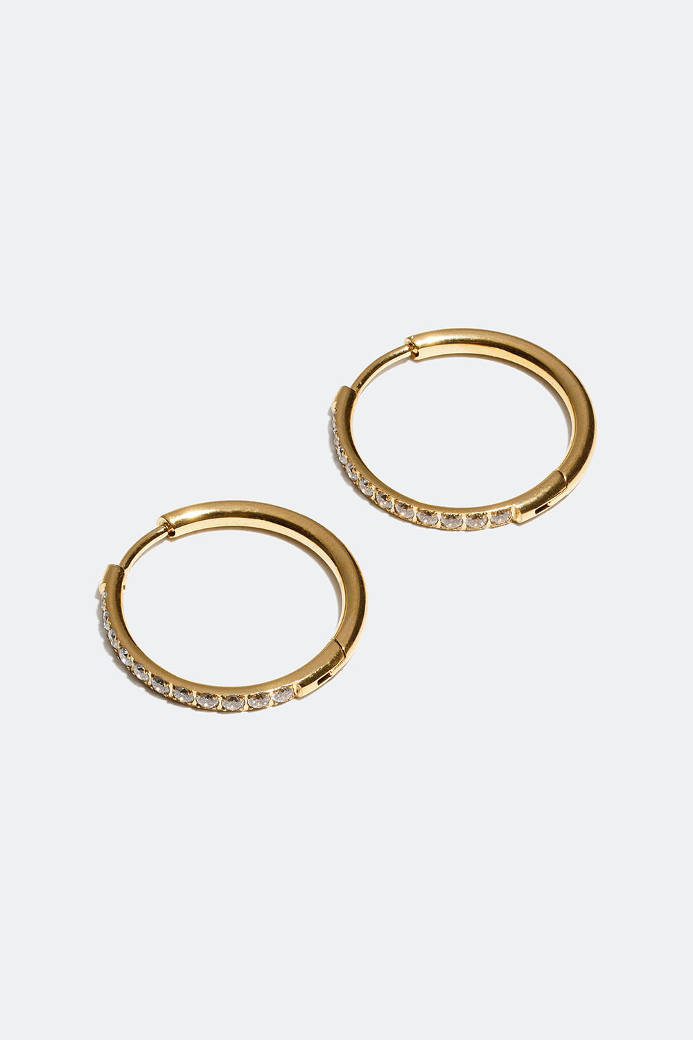 Hoops i stål med 18k guld med cubic zirconia