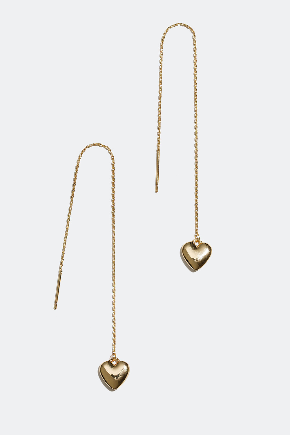 Guldfärgade kedjeörhängen med hjärta