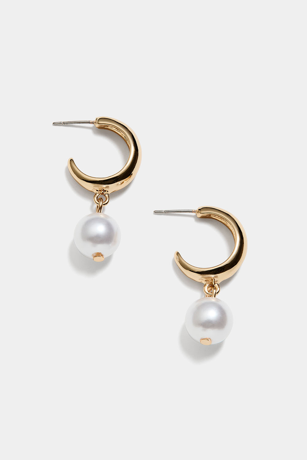 Breda guldfärgade hoops med pärlhänge