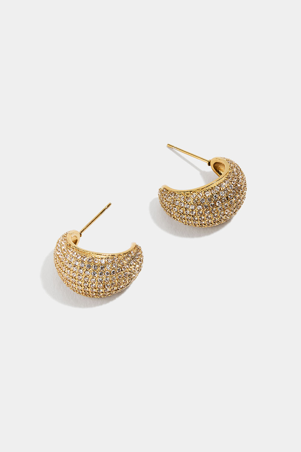 Hoops i stål med 18k guld och täcke av Cubic Zirconia