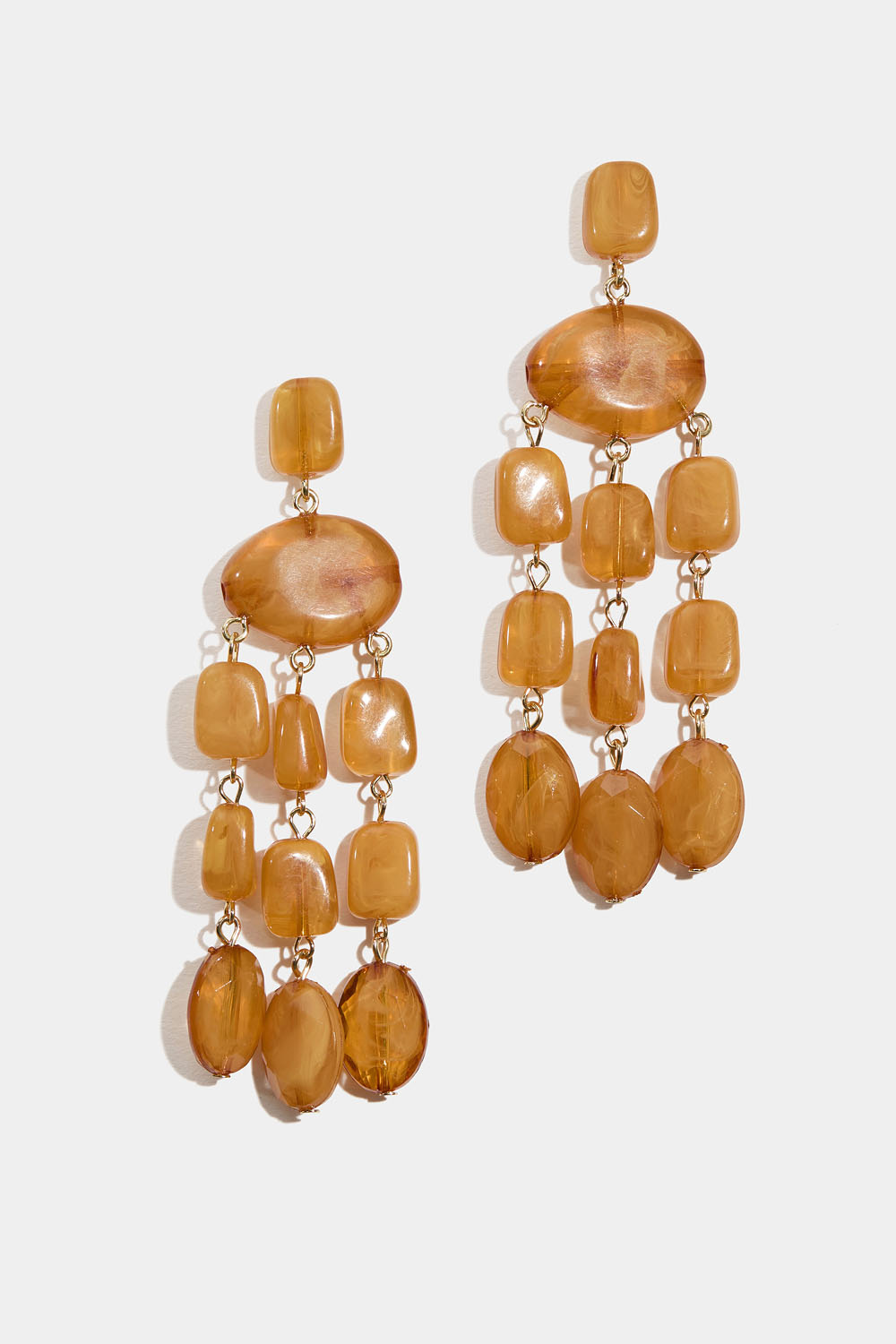 Örhängen med brunorangea marmorerade pärlor
