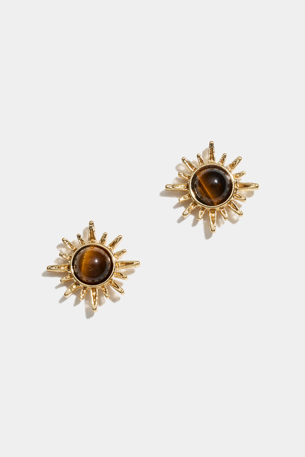 Studs med solform och Tigeröga kvarts