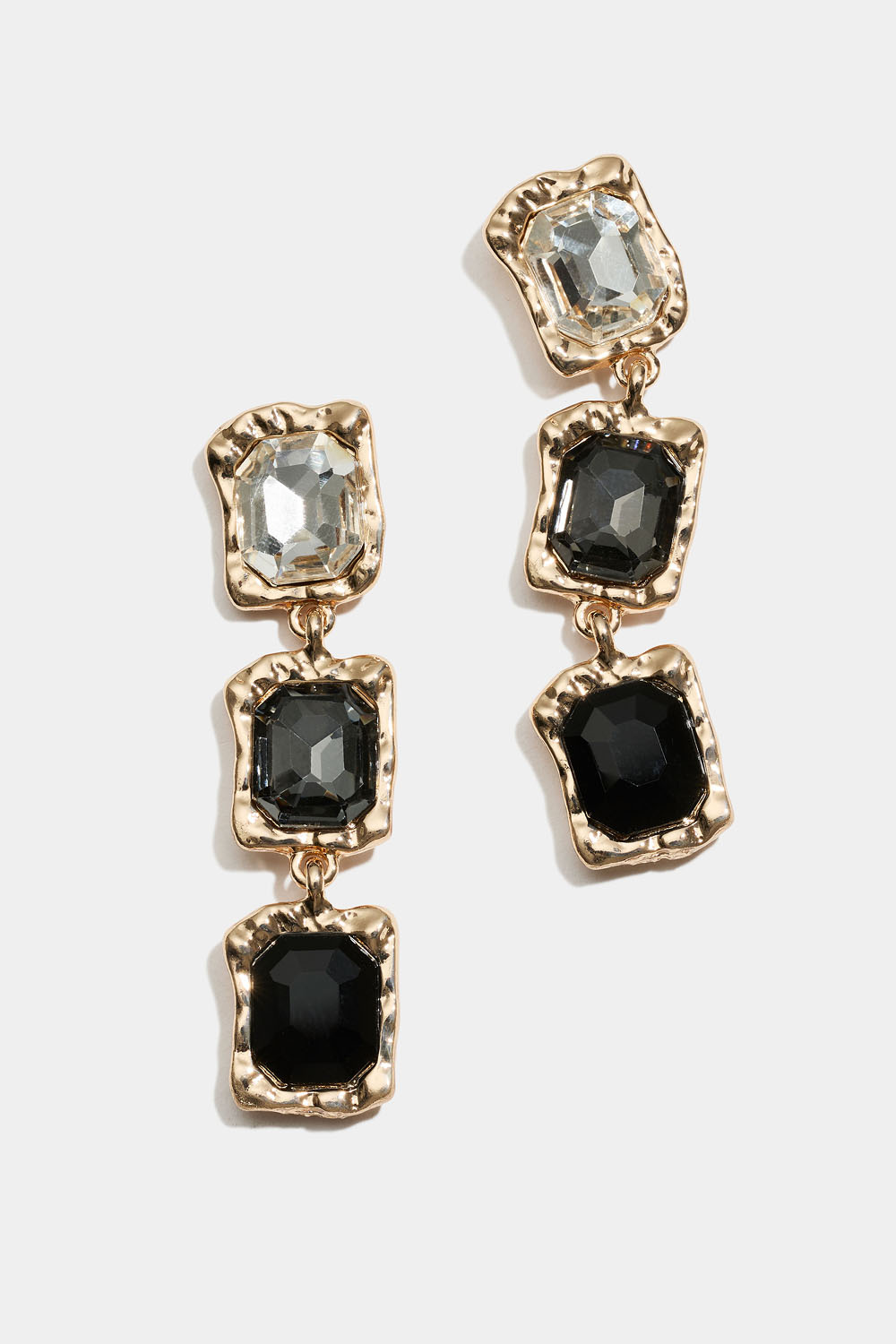 Örhängen med vita, grå och svarta stenar