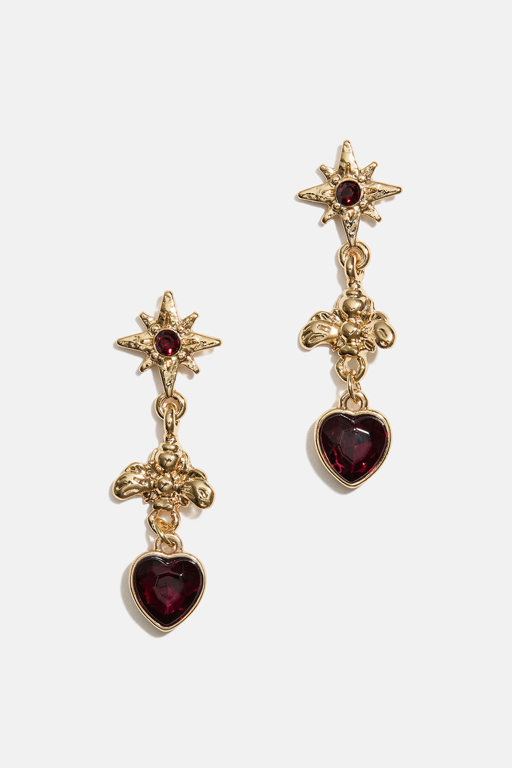 Örhängen med bin och röda hjärtan