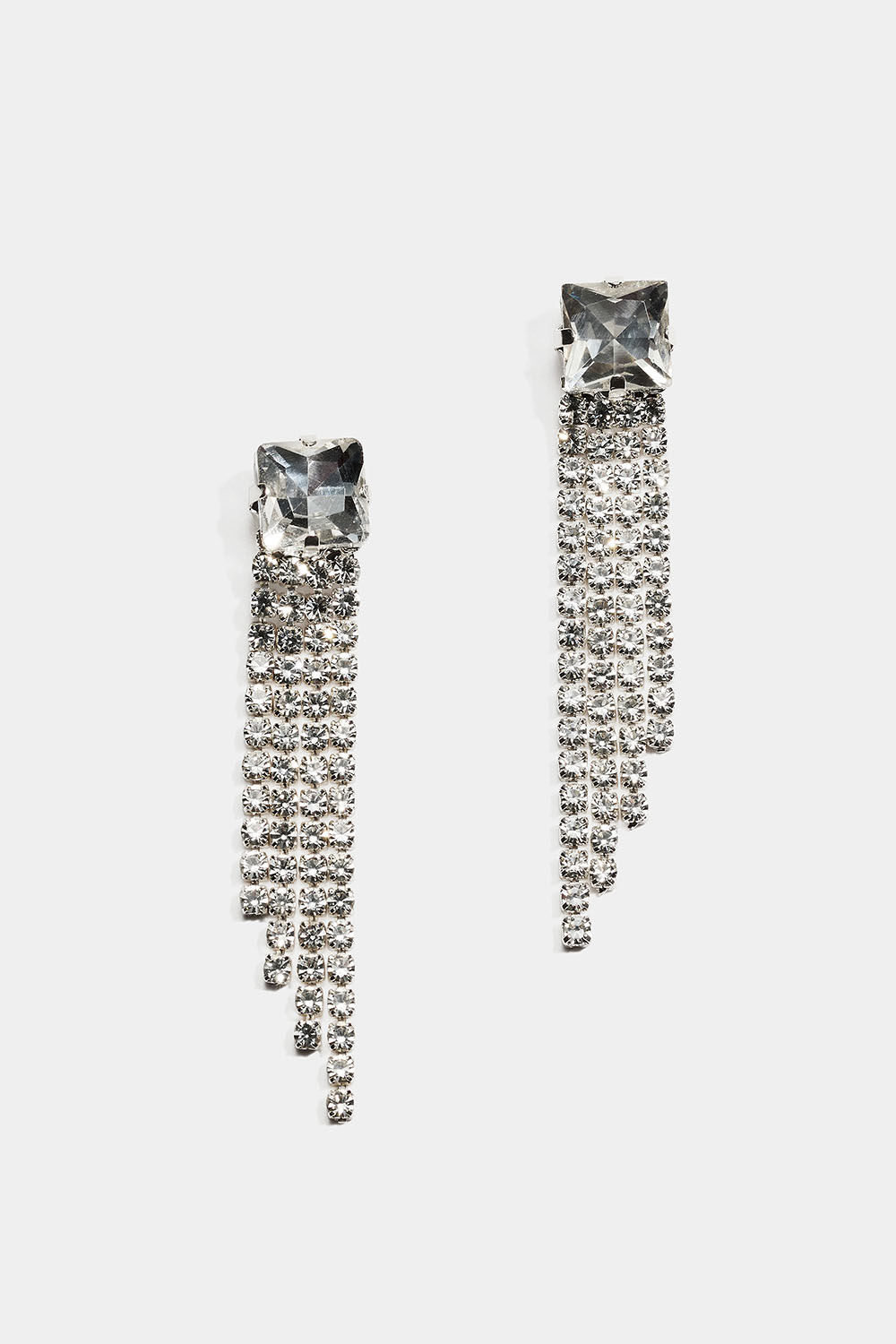 Örhängen med kvadratisk glassten och strasslänkar