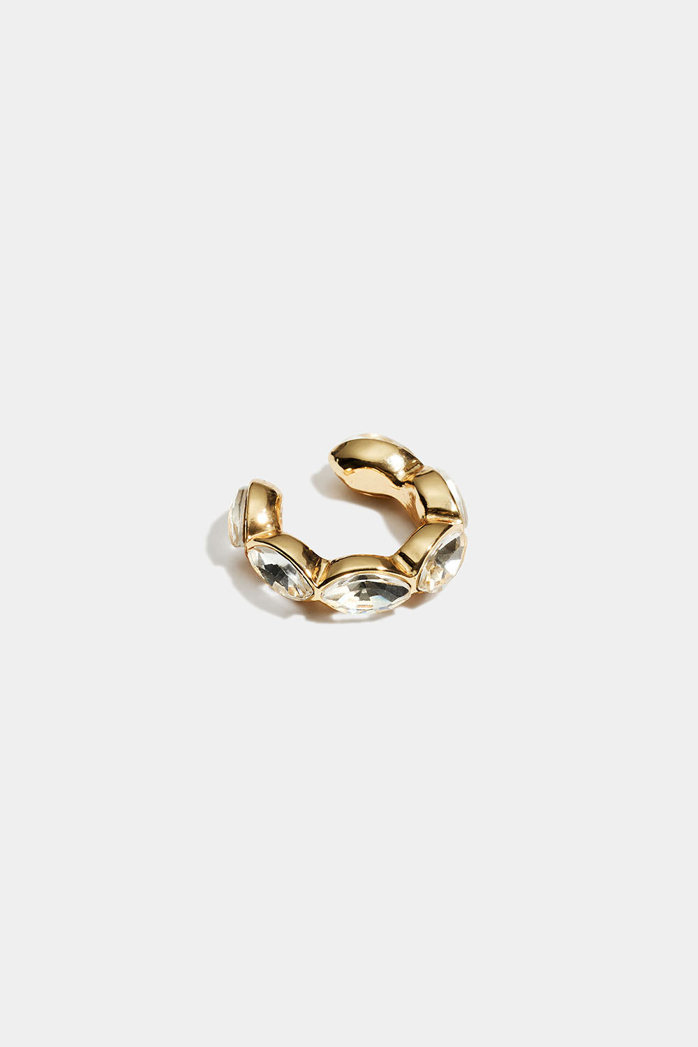 Guldfärgad earcuff med ovala glasstenar