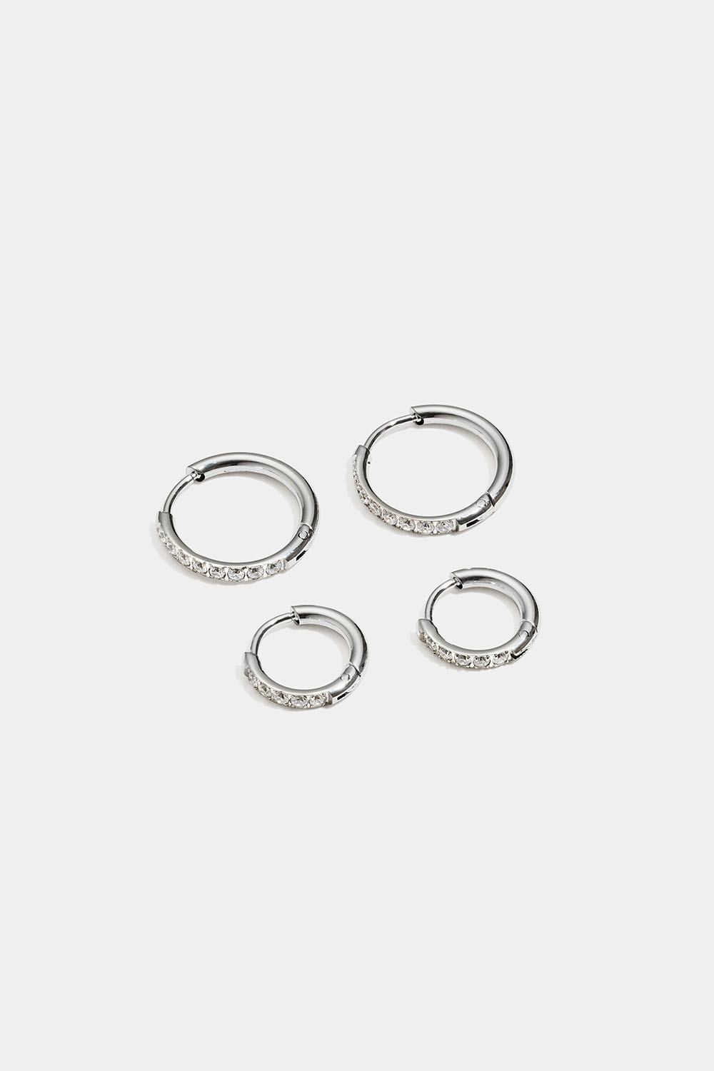 Hoops i stål med Cubic Zirconia, 2-pack