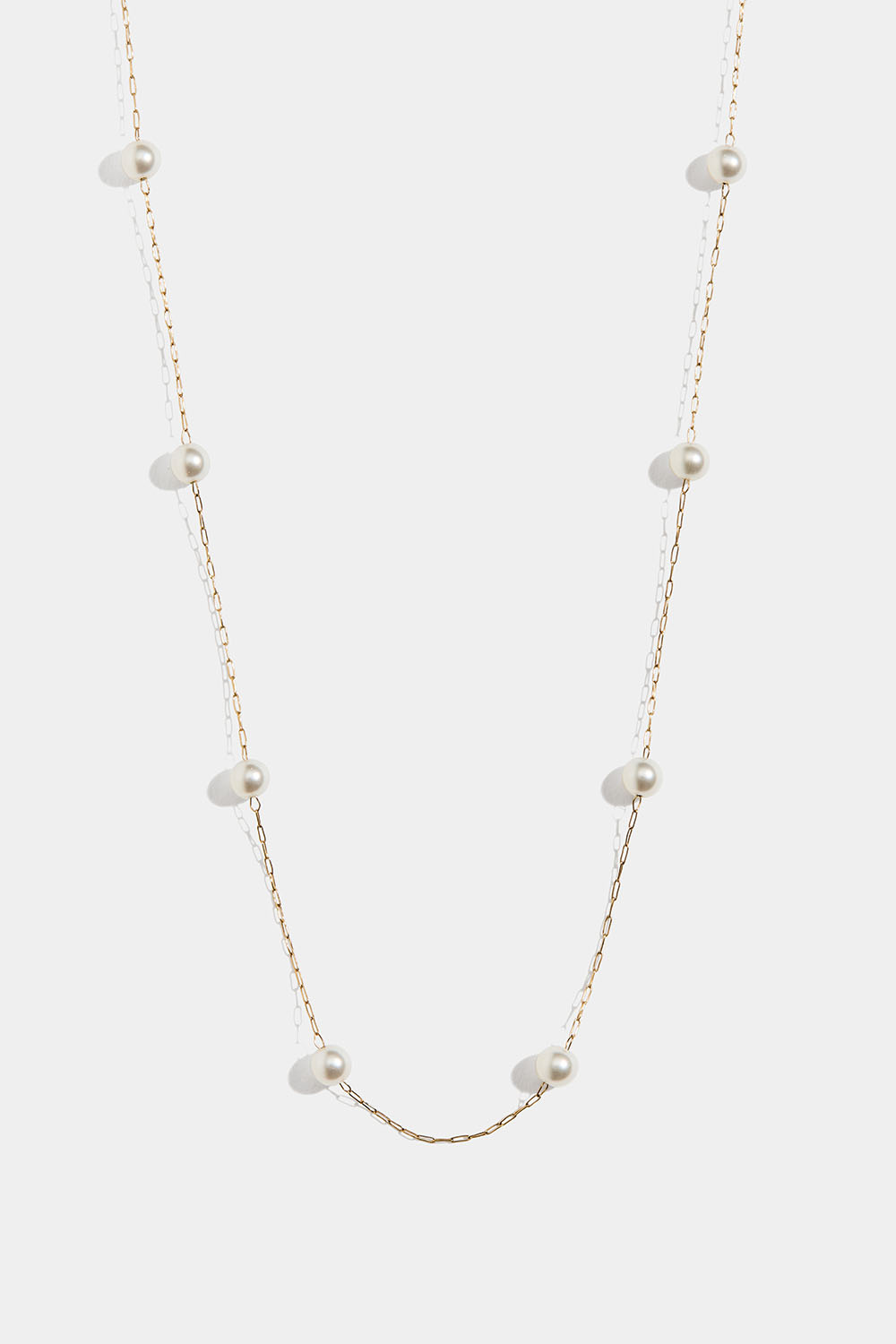 Tunt halsband I stål med 18k guld och pärlor