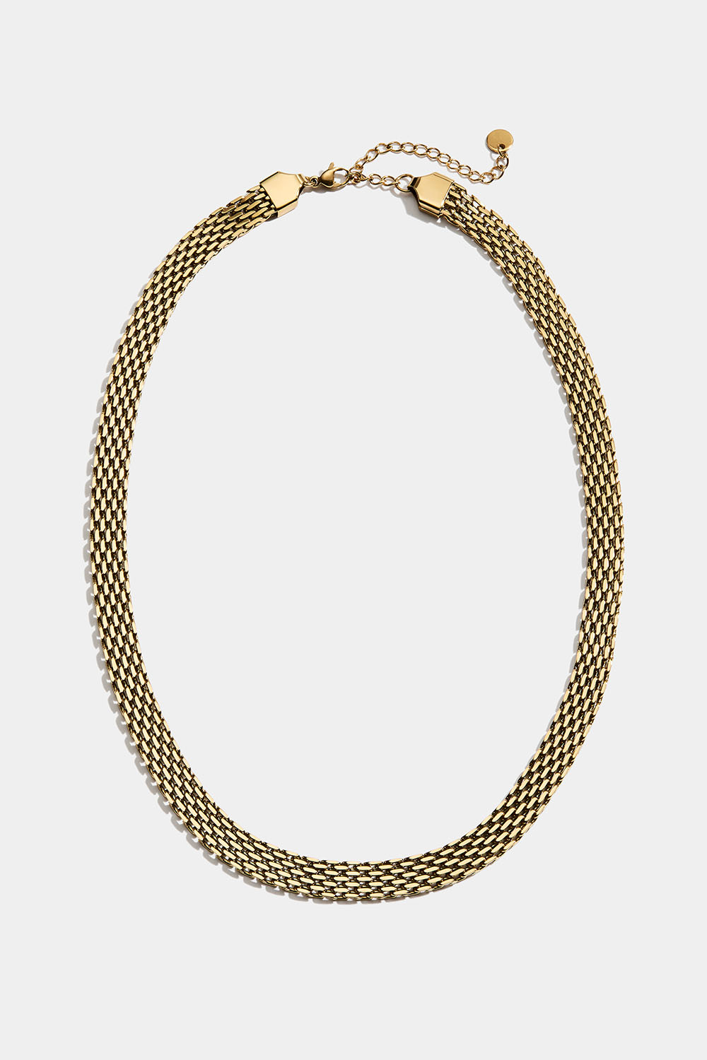 Platt kedjehalsband i stål med 18k guld