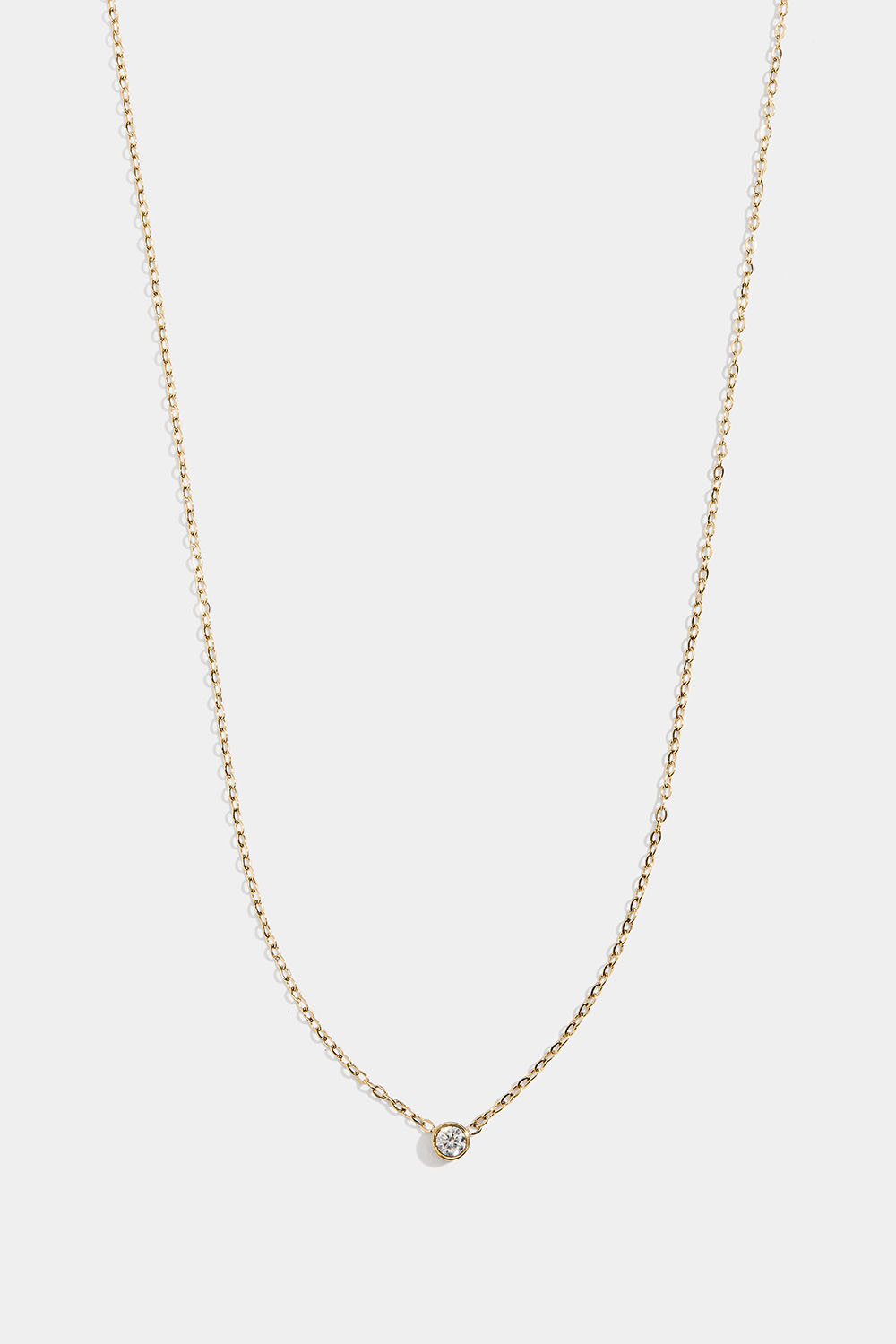 Tunt kedjehalsband I stål med 18k guld och Cubic Zirconia