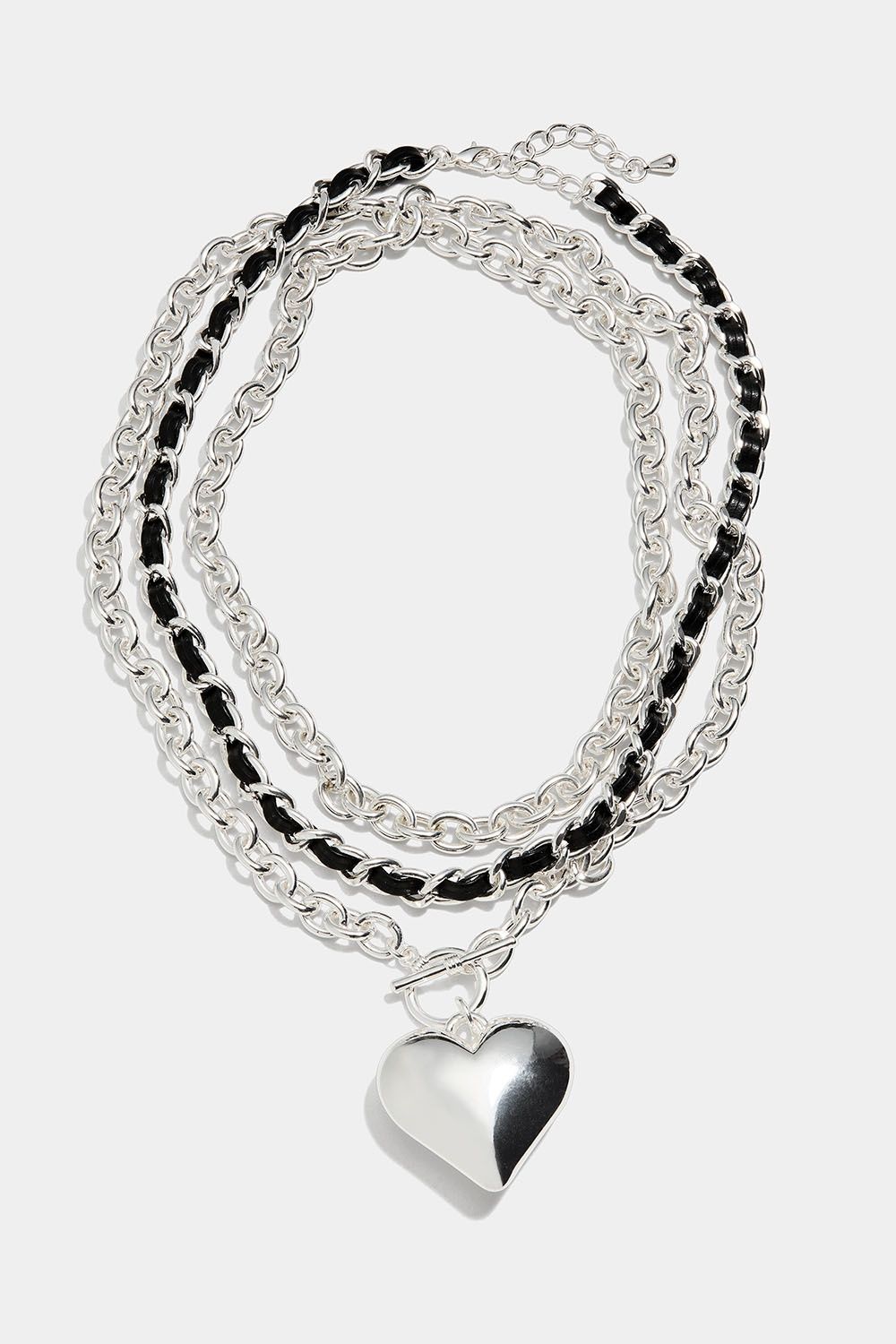 Halsband med grov kedja och hjärta, 2-pack