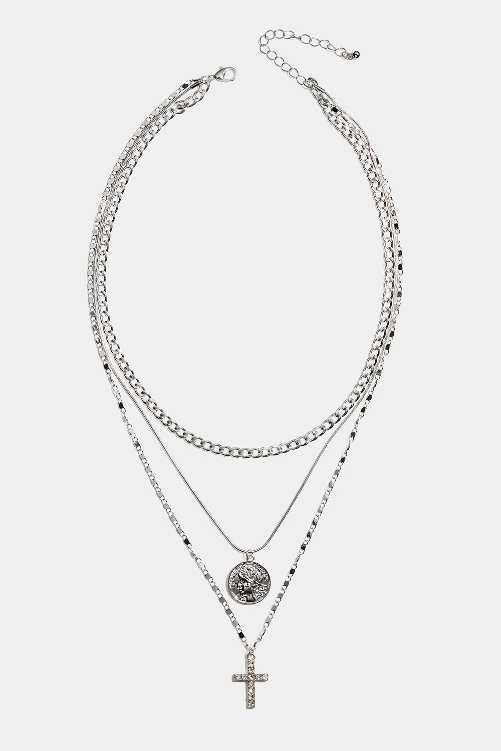 Trippelhalsband med kors och mynt