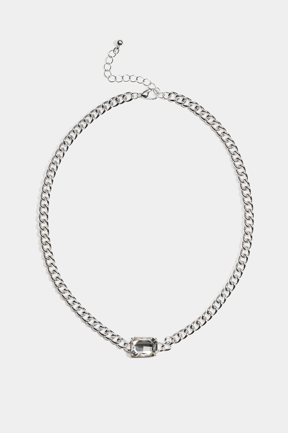 Halsband med grov kedja stor glassten