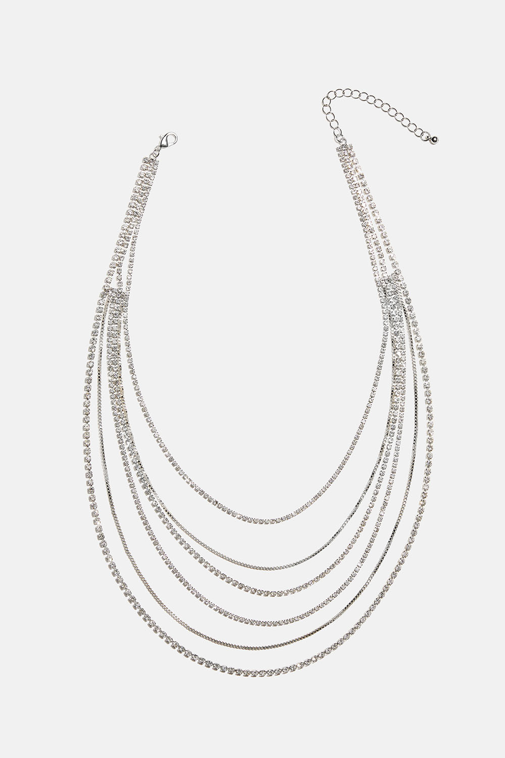 Lager-på-lager halsband med kedjor och glasstenar