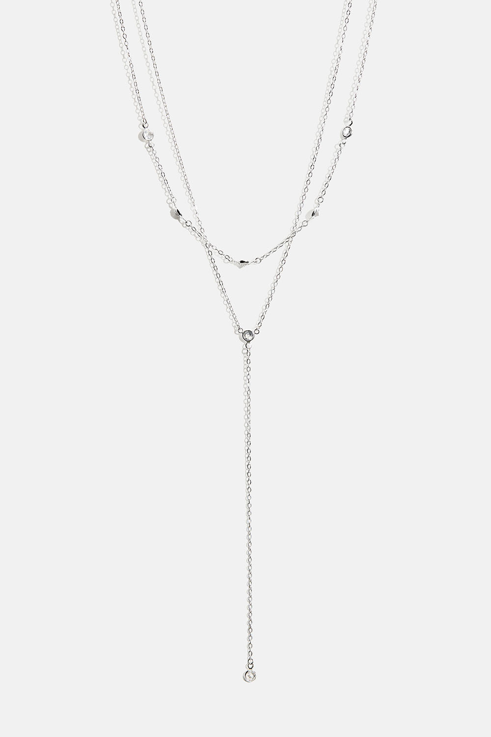 Dubbelhalsband med små runda glasstenar