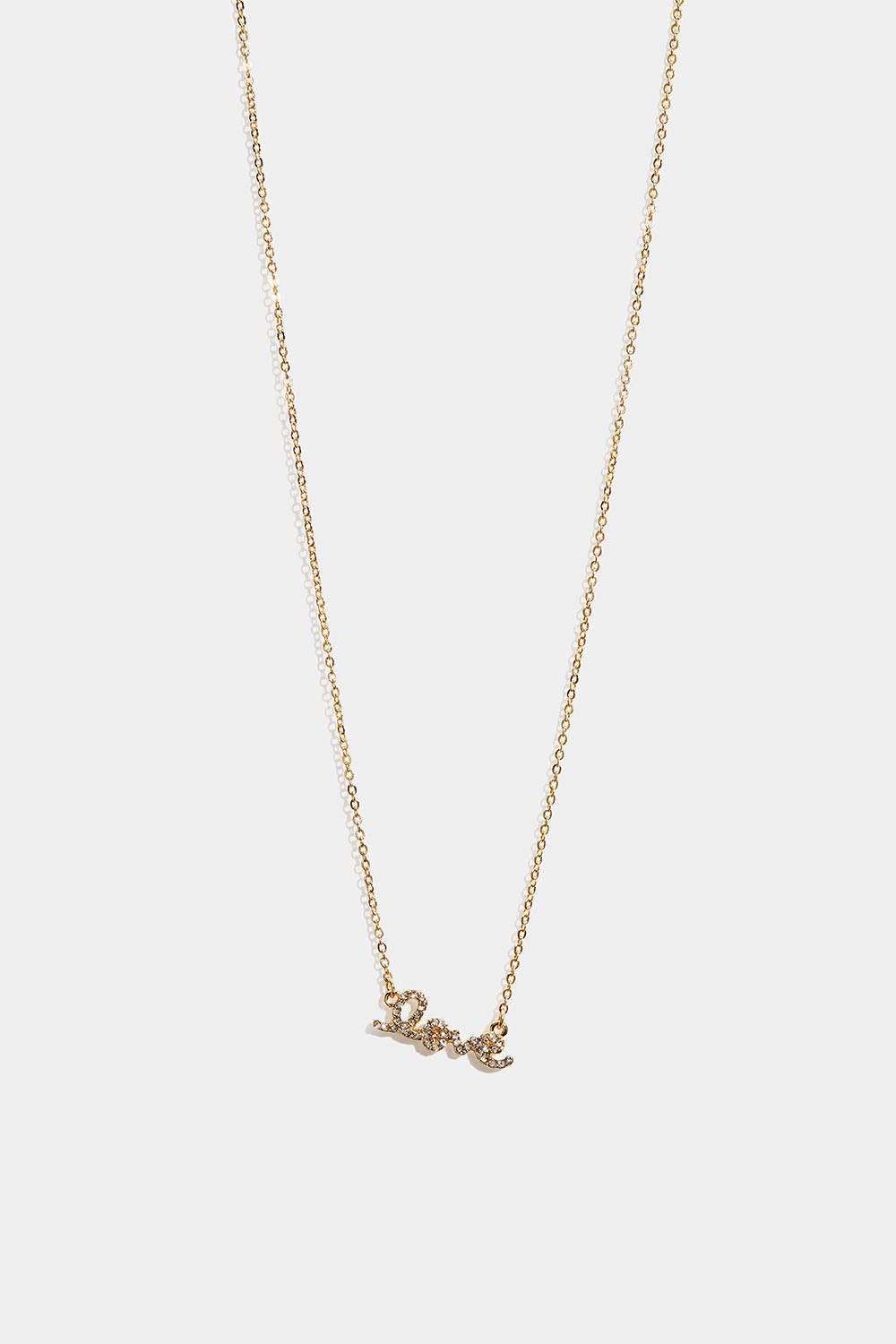 Guldfärgat halsband med LOVE och glasstenar