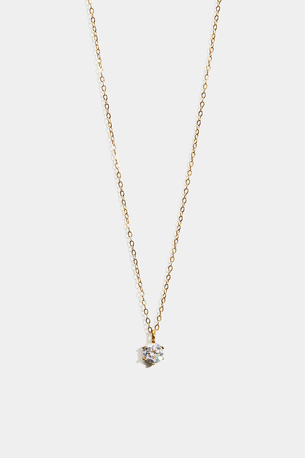 Kedjehalsband i stål med 18k guld och rund Cubic Zirconia