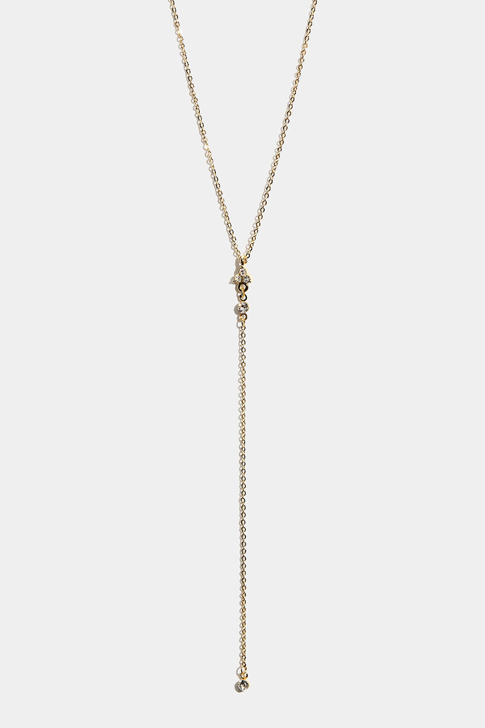 Guldfärgat Y-halsband med små glasstenar