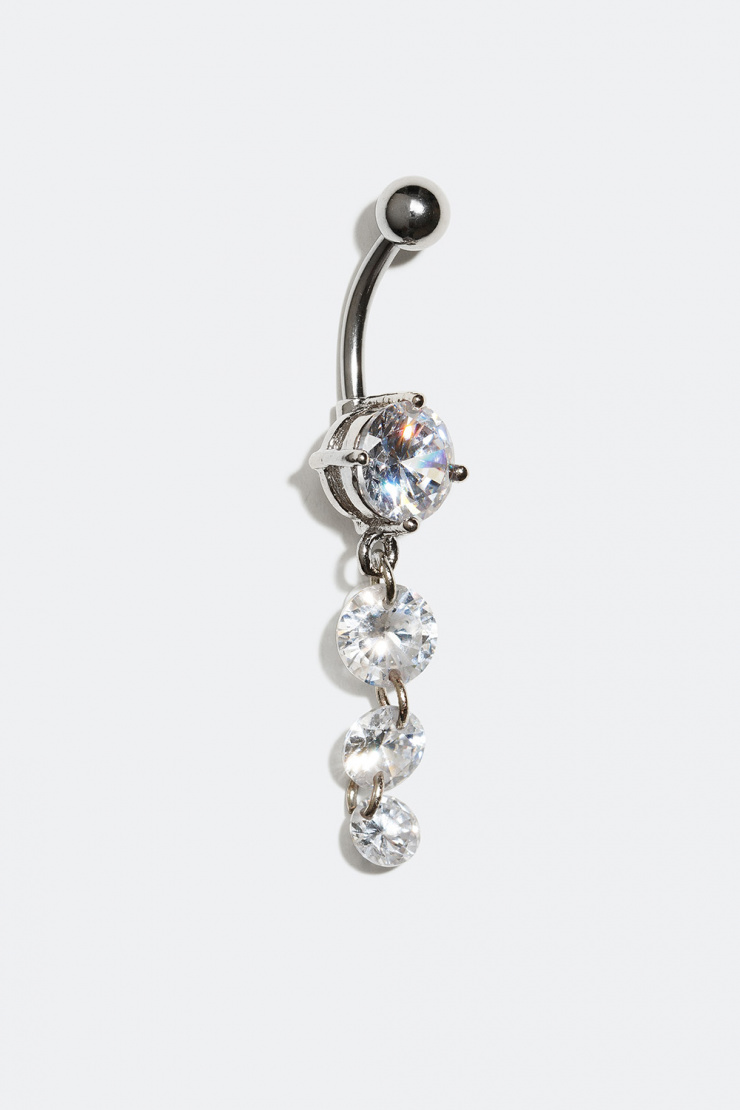 Navelpiercing med runda Cubic Zirconia stenar, 10mm